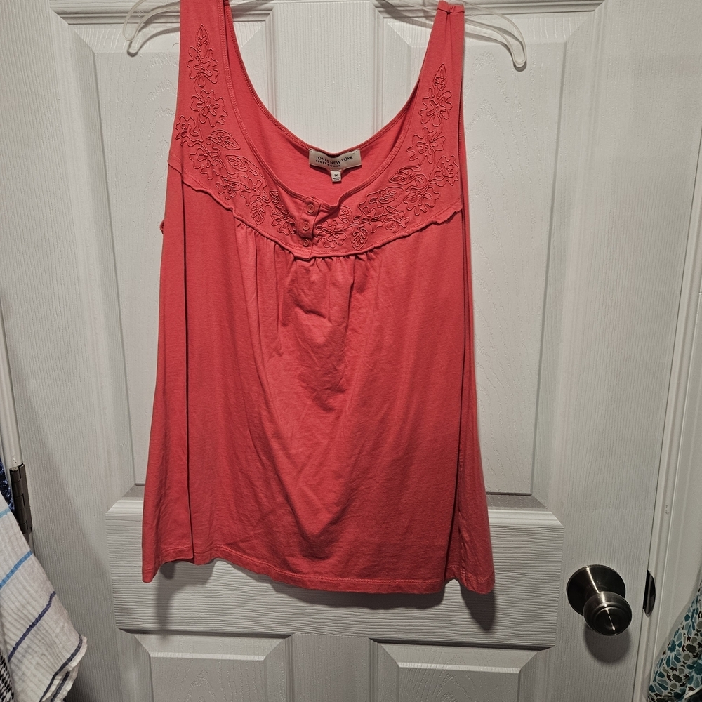 Jones New York Coral Embroidered Tank Top